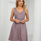 Women's Solid Color Button Front Detail A-line Mini Dress