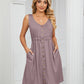 Women's Solid Color Button Front Detail A-line Mini Dress