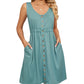 Women's Solid Color Button Front Detail A-line Mini Dress