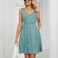 Women's Solid Color Button Front Detail A-line Mini Dress