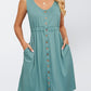 Women's Solid Color Button Front Detail A-line Mini Dress