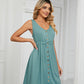 Women's Solid Color Button Front Detail A-line Mini Dress