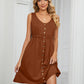 Women's Solid Color Button Front Detail A-line Mini Dress