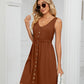 Women's Solid Color Button Front Detail A-line Mini Dress