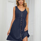 Women's Solid Color Button Front Detail A-line Mini Dress
