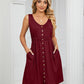 Women's Solid Color Button Front Detail A-line Mini Dress