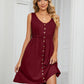 Women's Solid Color Button Front Detail A-line Mini Dress