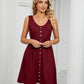 Women's Solid Color Button Front Detail A-line Mini Dress