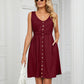 Women's Solid Color Button Front Detail A-line Mini Dress
