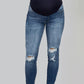 Maternity solid color belly support casual jeans